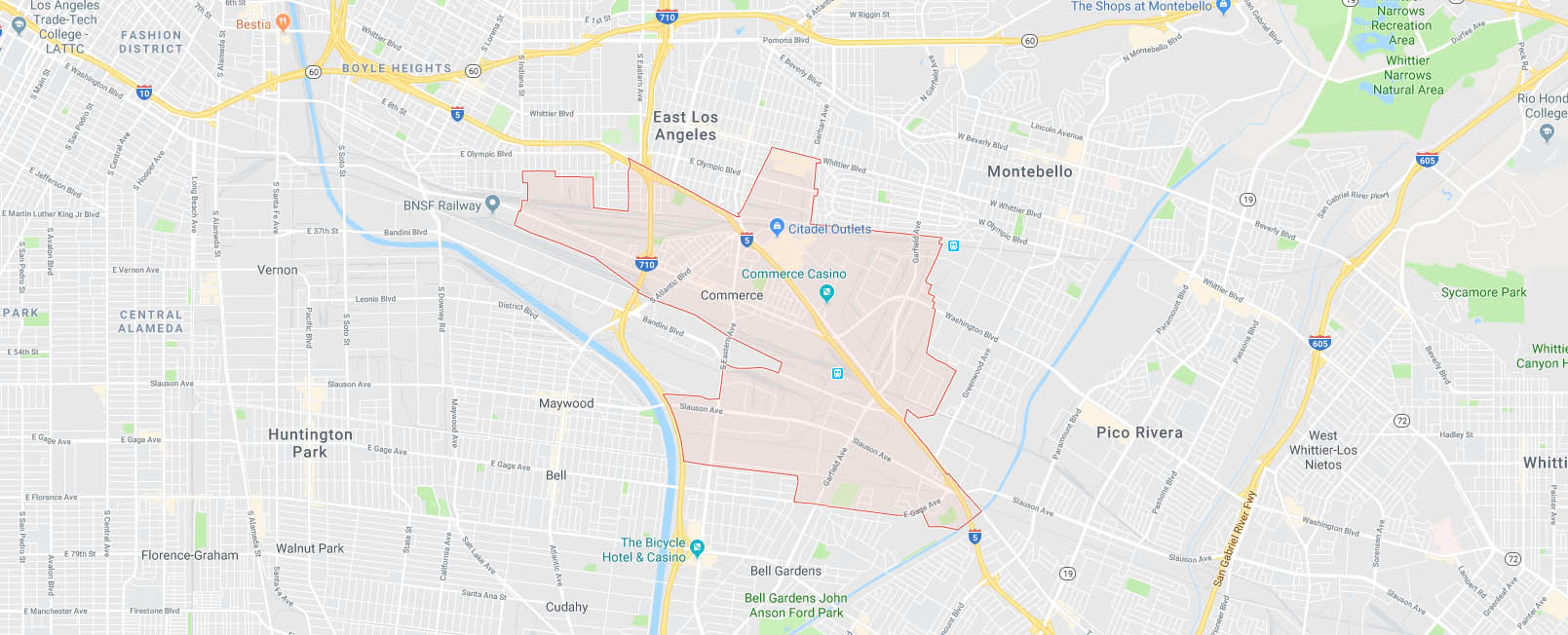 City Of Commerce California Map United States Map
